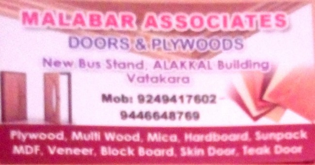 MALABAR ASSOCIATES, GLASS & PLYWOOD,  service in Vadakara, Kozhikode